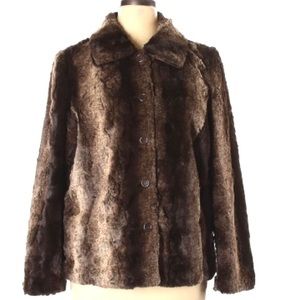 ⏰Erin London sz 1X brown & tan faux fur lined coat